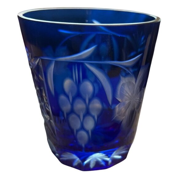 SINGLE Cased Cut to Clear Cobalt Royal Blue Highball Tumbler - Picture 3 of 7